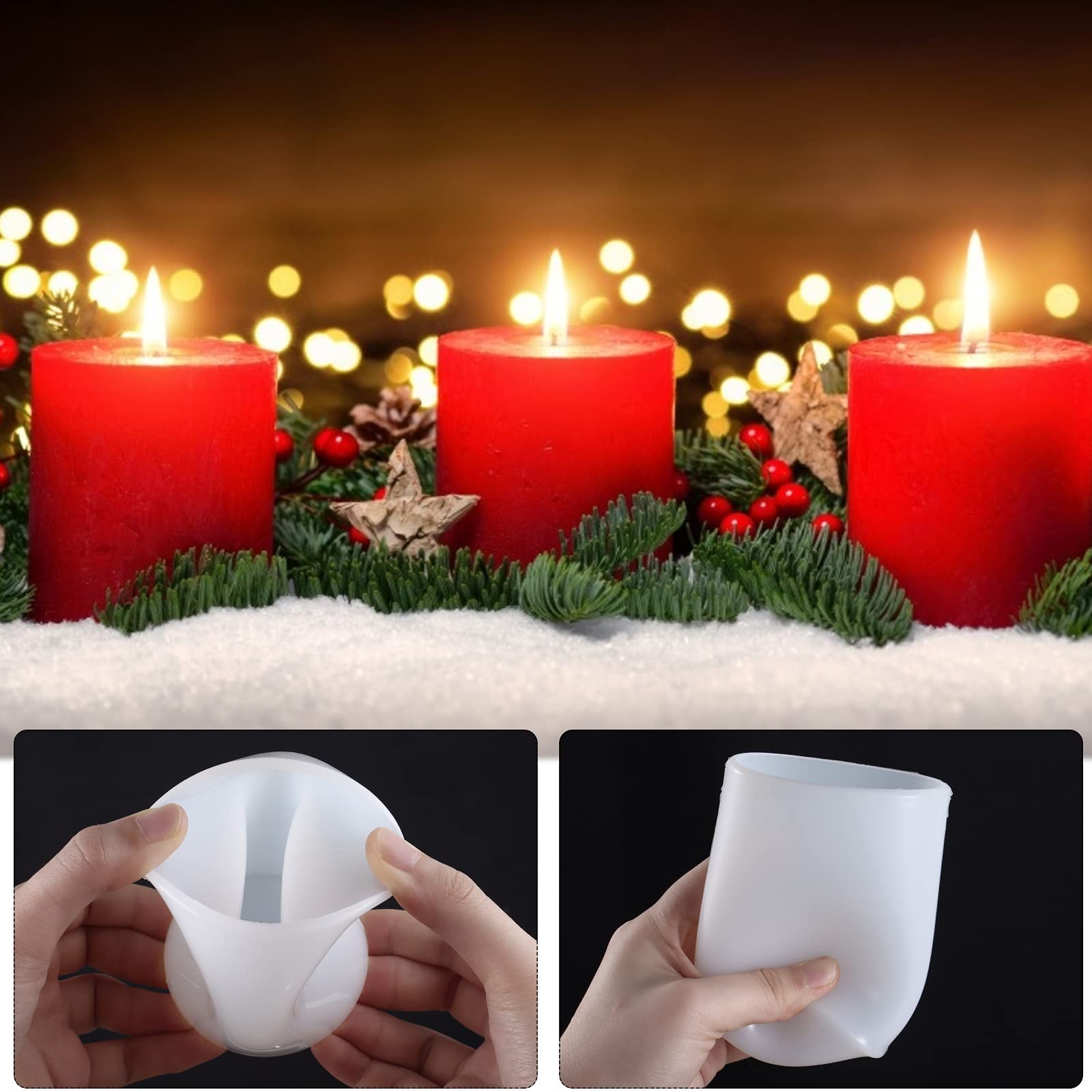 3-Piece Silicone Candle Making Molds Set - Cylindrical Candlestick Resin Molds for DIY Epoxy Casting (3 Sizes) - Perfect for Homemade Candles, Soap Making & Craft Projects