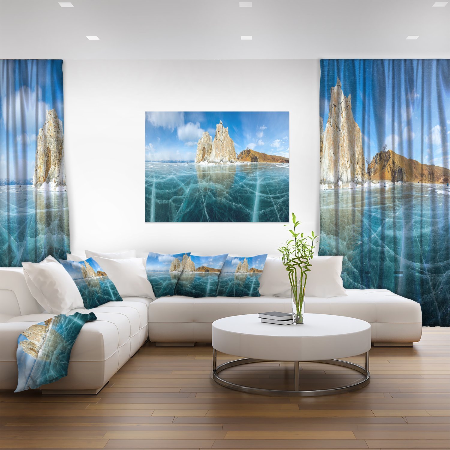 Stunning Lake Baikal Ice & Rocks Panoramic Canvas Print - Large Seascape Wall Art for Living Room, Office & Bedroom Decor