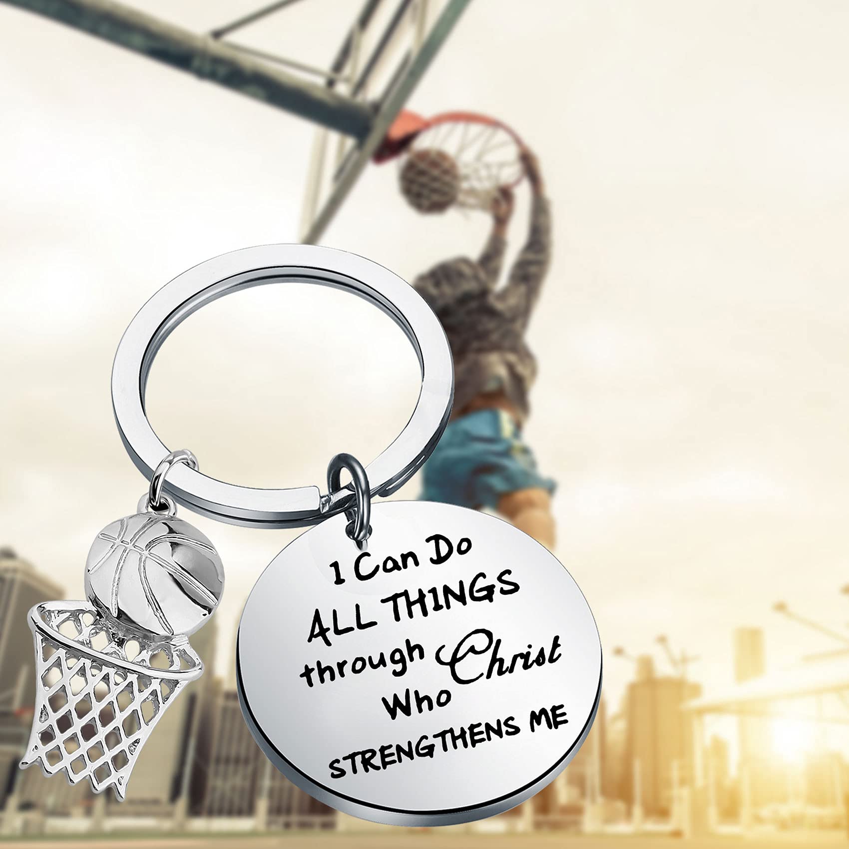 Christian Basketball Gift - Philippians 4:13 Inspirational Sports Gift for Players & Fans