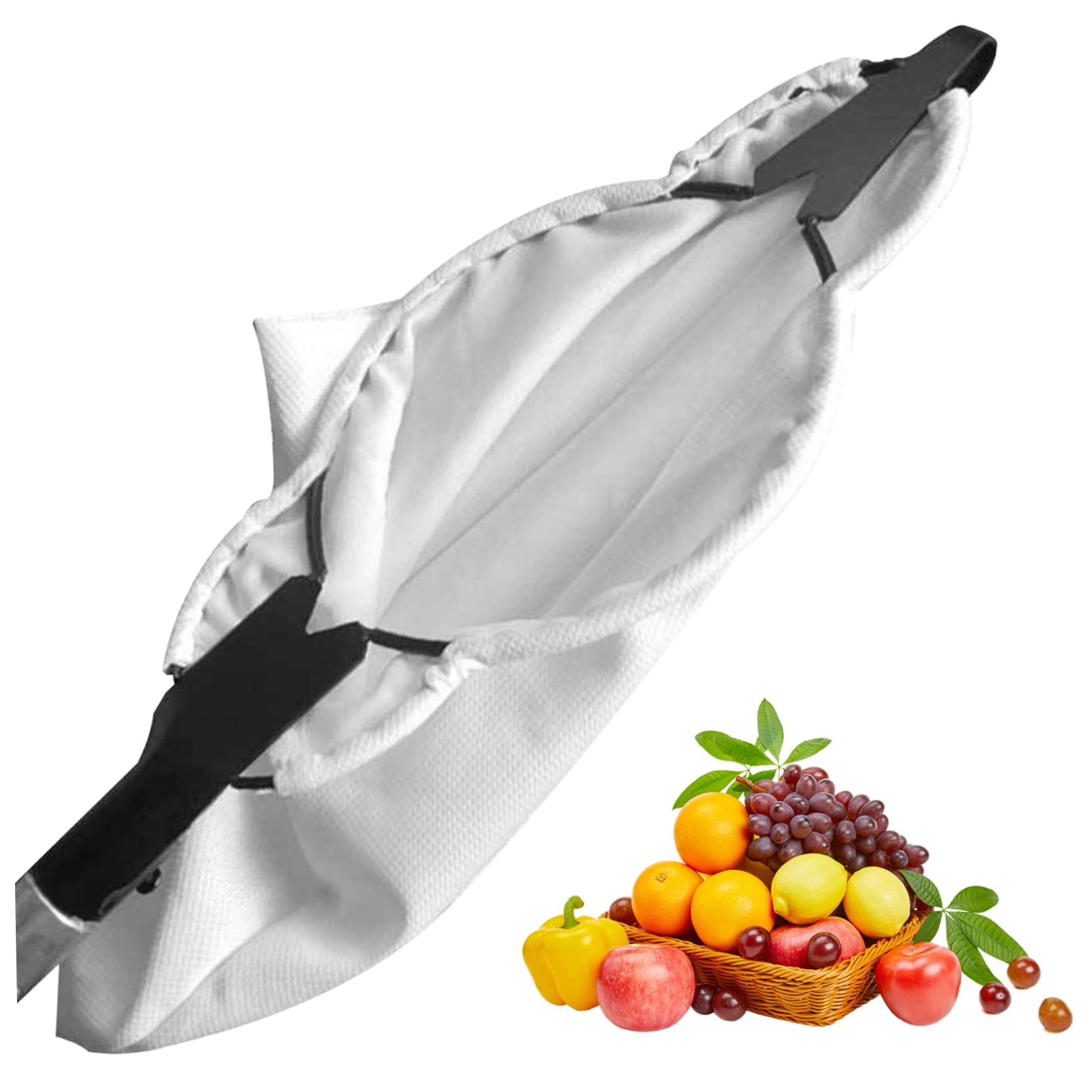 14.57x5.51x1.18 Inch Fruit Picker Basket with Cutter - Apple Picker, Cherry Picker Bag for Orange, Peach, Pear - Durable Outdoor Fruit Harvesting Tool for Garden, Orchard & Farm Use