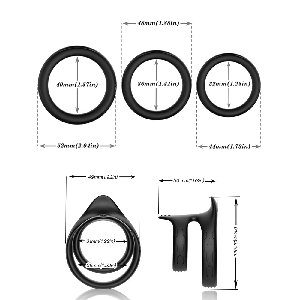 Premium Cock Ring Set for Men - 4 Sizes Soft Silicone Penis Rings for Stronger Erections & Longer Lasting Pleasure - Couples Sex Toys for Enhanced Intimacy & Time Delay - Perfect for Romantic Nights & Spicing Up Your Sex Life