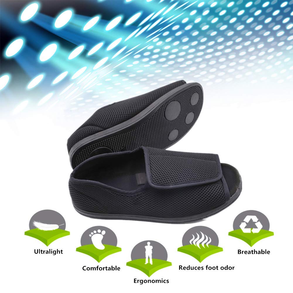 **Men's Open Toe Diabetic Slippers for Swollen Feet – Adjustable Orthopedic Wide Width Walking Shoes for Arthritis, Edema & Elderly Care – Ideal for Home, Hospital & Recovery Use**