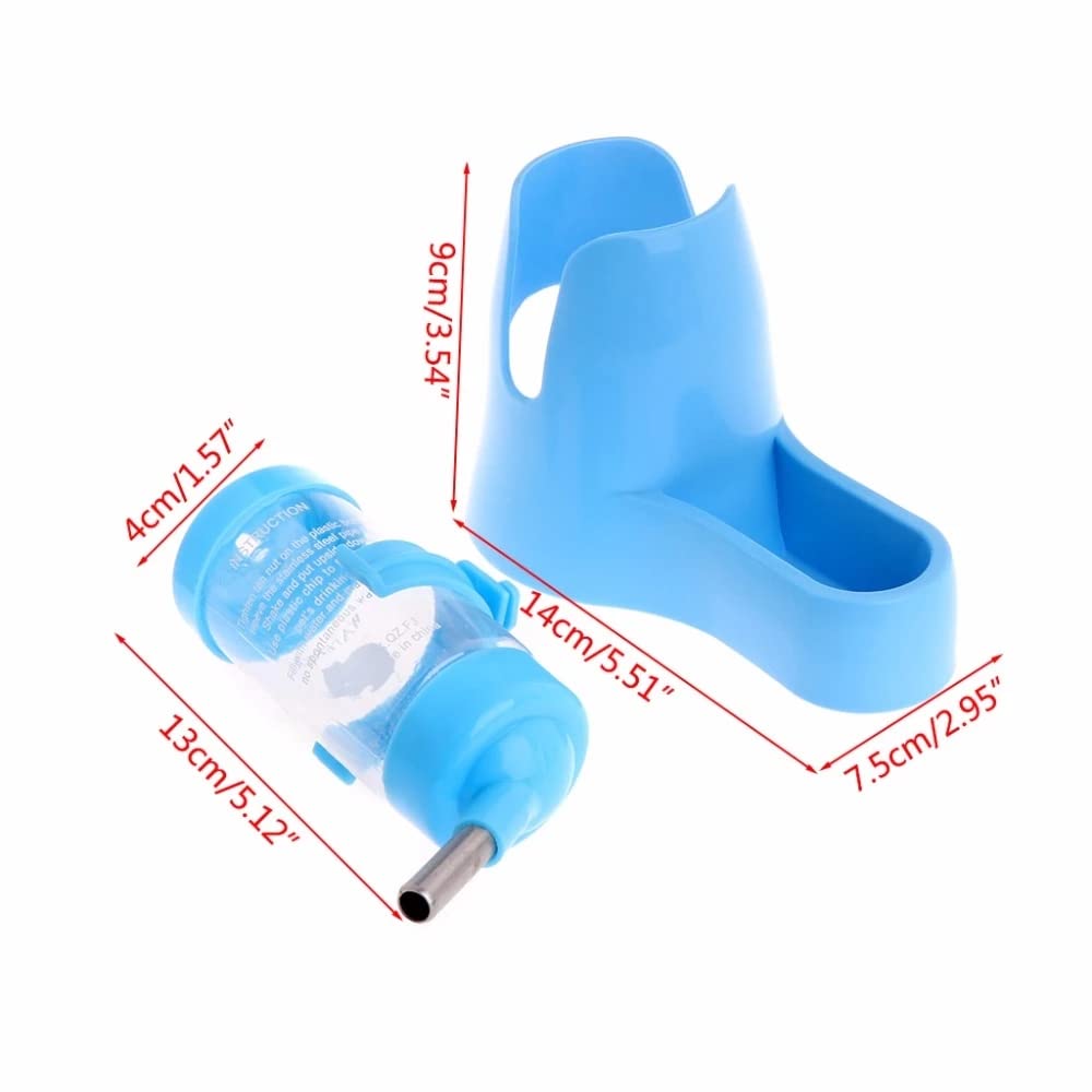 4oz Hamster Water Bottle with 3-in-1 Food Bowl - 125ML Automatic Pet Water Dispenser for Small Animals (Blue, 80ML) - Perfect for Hamsters, Hedgehogs & Rodent Cages