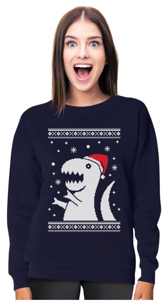 Big Trex Santa Sweatshirt for Women & Teens - Ugly Christmas Sweater for Holiday Parties