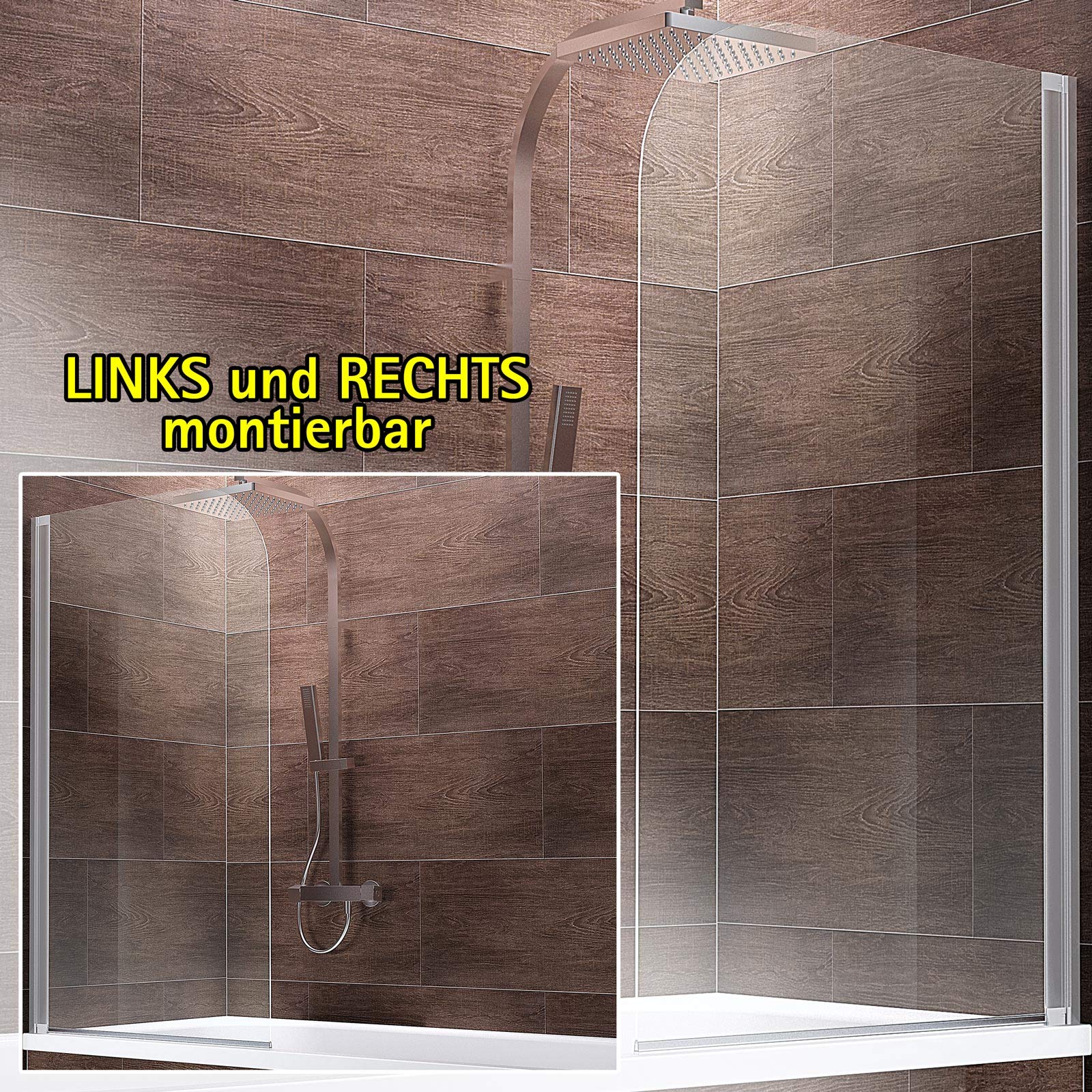 No-Drill Schulte Shower Screen - 80 x 140cm 5mm Clear Safety Glass - Self-Adhesive Bathroom Partition for Bathtub - Perfect for Easy Installation & Space-Saving Bathroom Renovations