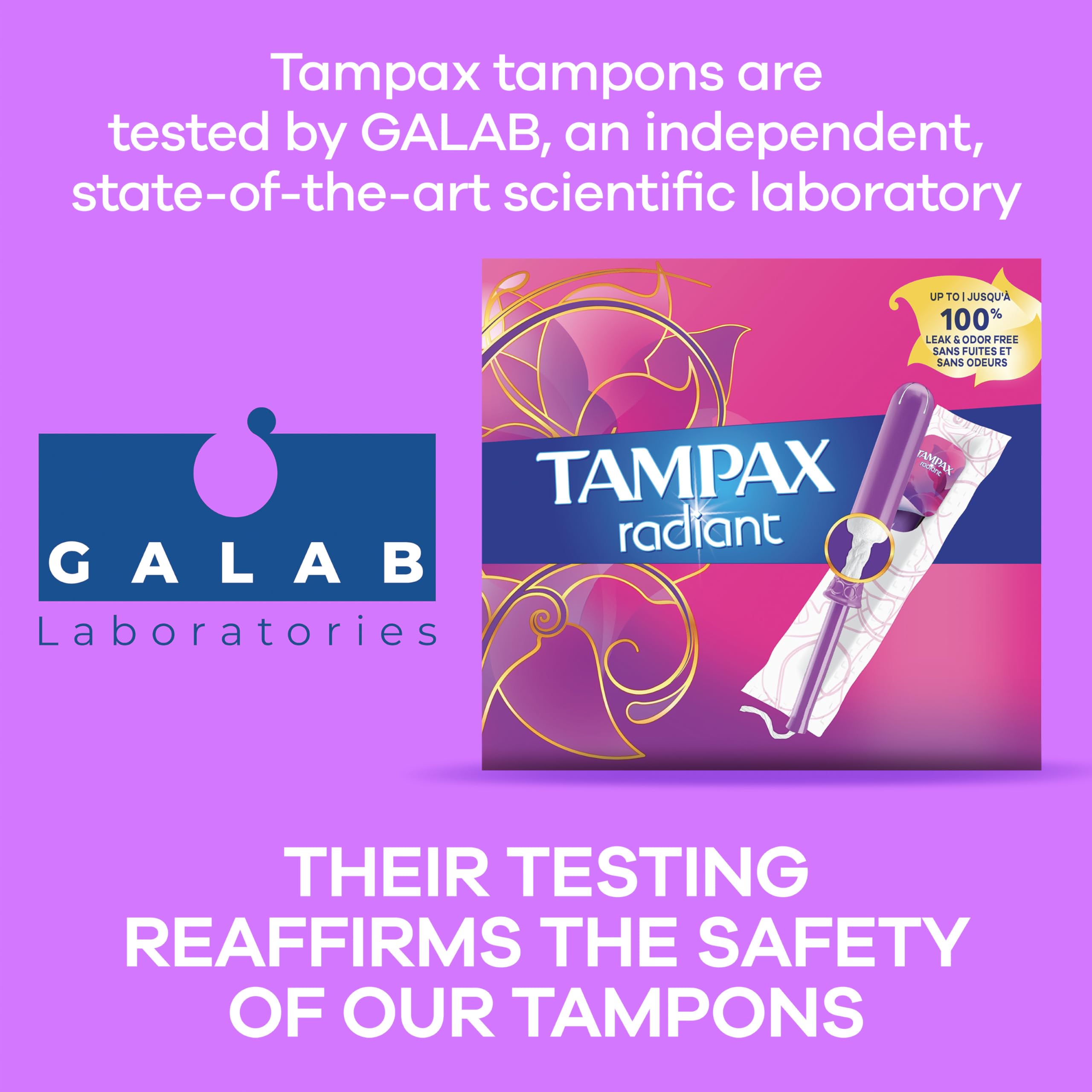Tampax Radiant Tampons with LeakGuard Braid - Super Plus Absorbency, Unscented, 28 Count x 3 Pack (84 Total) - Reliable Protection for Active Women During Sports, Workouts and Daily Activities
