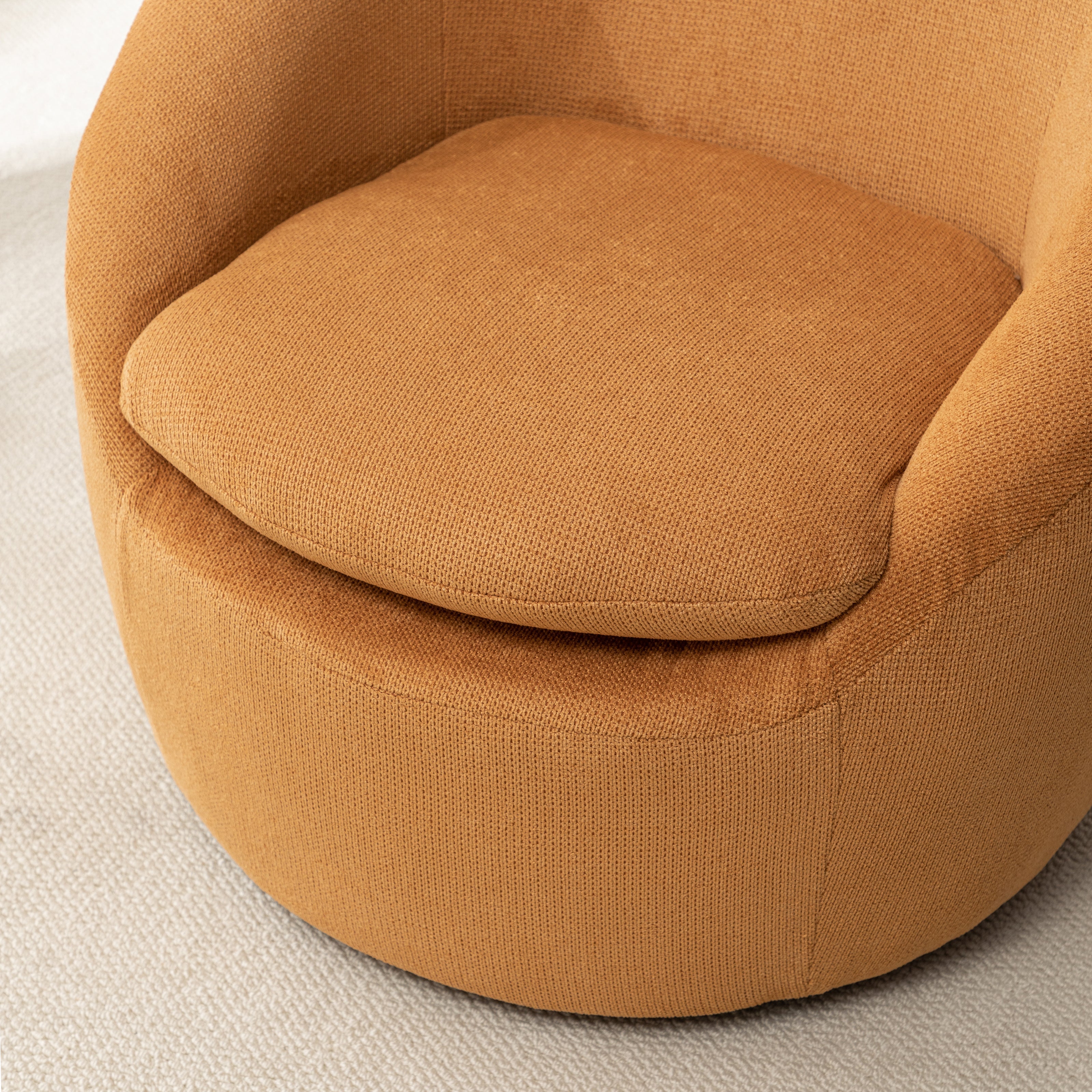 Roundhill Furniture Winnie Modern Barrel Chair - 360° Swivel Accent Chair with Upholstered Seat & Metal Base for Living Room, Bedroom or Office