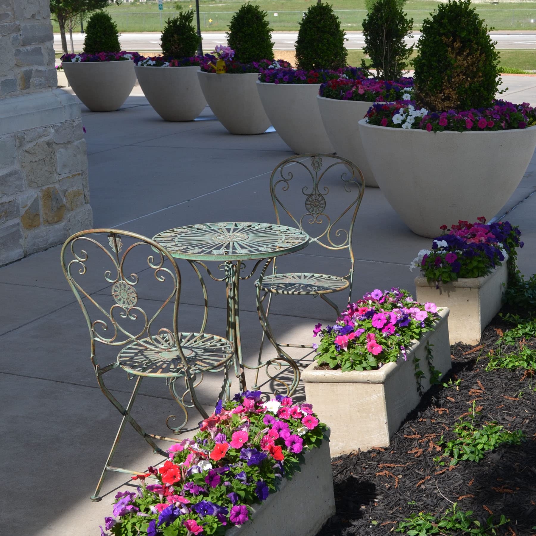 Westcharm Elegant Metal Bistro Table for Outdoor Patio - Curved Legs with Scrolling Heart & Peacock Tail Design - Perfect for Garden, Balcony, and Backyard Dining
