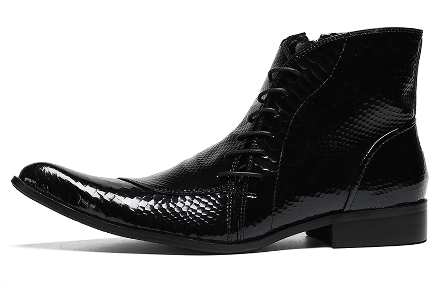 Santimon Men's Patent Leather Chelsea Boots with Side Zipper - Ankle Dress Boots for Casual & Formal Wear - Perfect for Office, Parties & Date Nights
