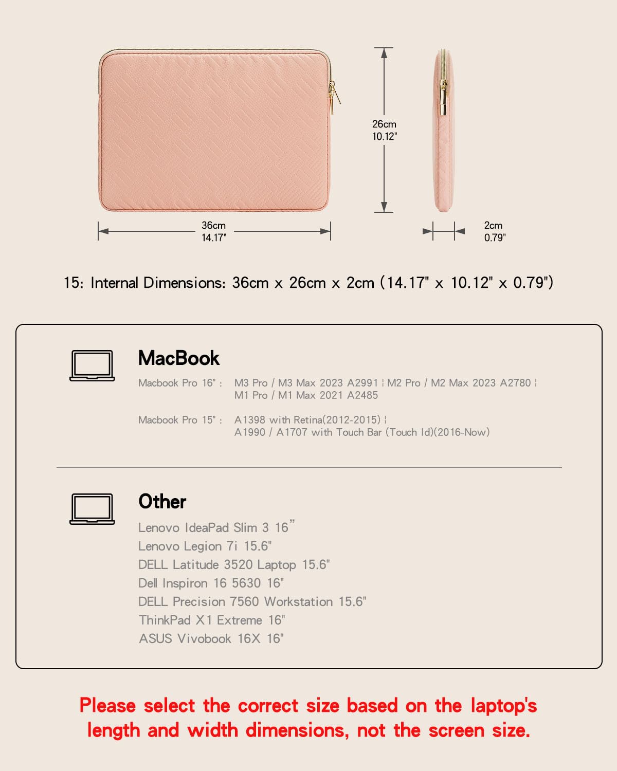 RAINYEAR 16 Inch Laptop Case for 2023 MacBook Pro A2991/A2780 & 15.4 Inch MacBook Pro A1990 - Padded Protective Sleeve with Accessories Pouch - Compatible with HP 15 Laptop - Pink - Perfect for Work, School & Travel