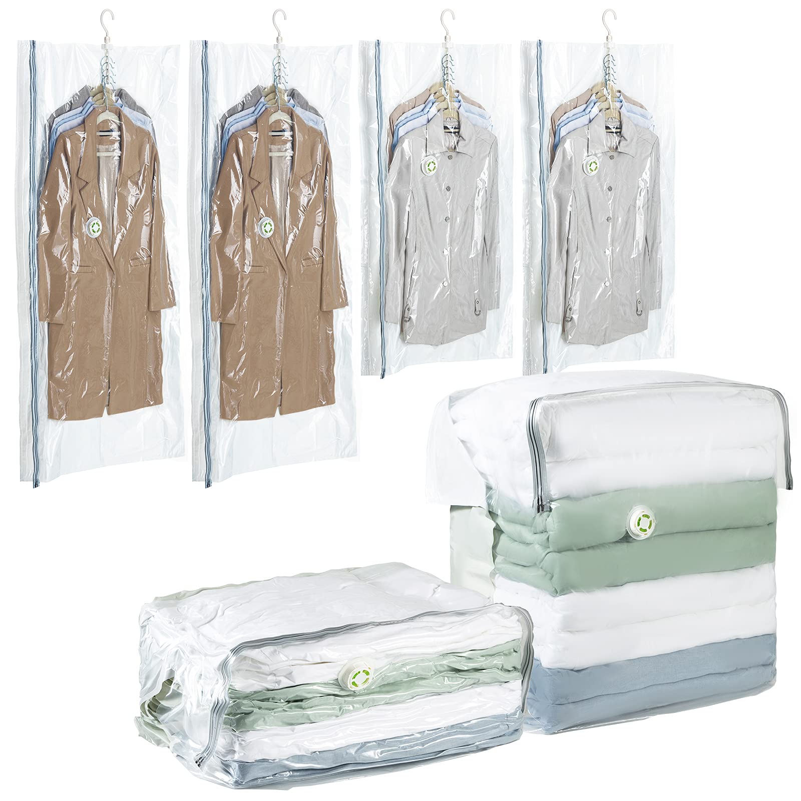TAILI Vacuum Storage Bags - 4 Pack Hanging & Super Jumbo Cube Space Saver Bags for Clothes, Blankets, Seasonal Storage | Compact Organizer for Closet, Travel & Home Organization