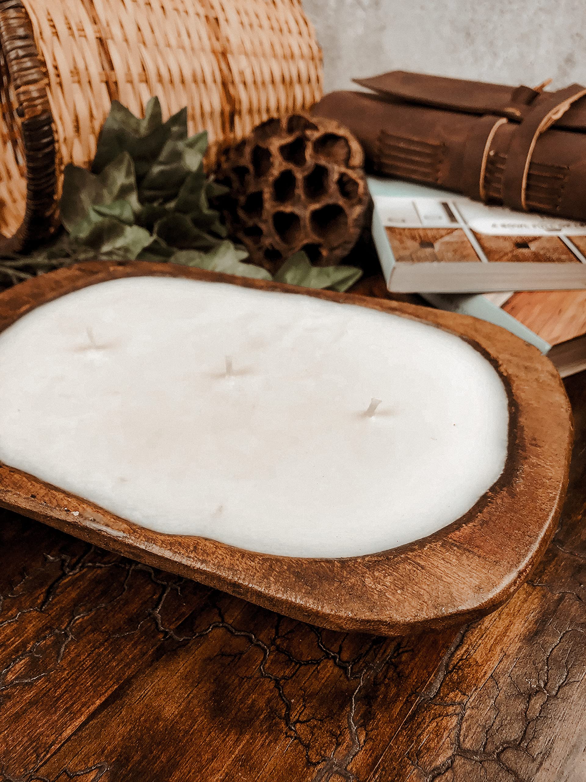 3 Wick Wooden Scented Dough Bowl Candle | Handmade Woven Wax Candle for Home Decor, Aromatherapy & Relaxation | Perfect for Living Room, Bedroom, Bathroom & Gifts