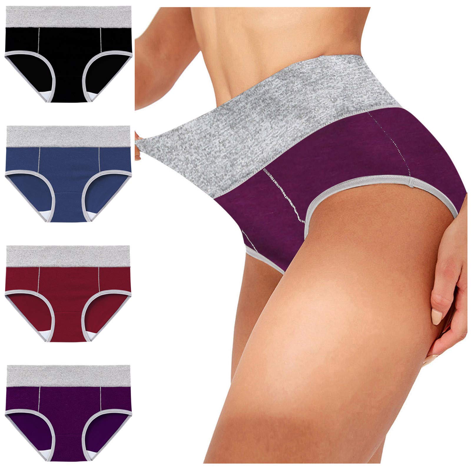 Women's Brief Underwear - 4 Color Patchwork Bikini Panties for Comfort & Style | U Intimates Cotton Underwear for Everyday Wear, Yoga & Lounge