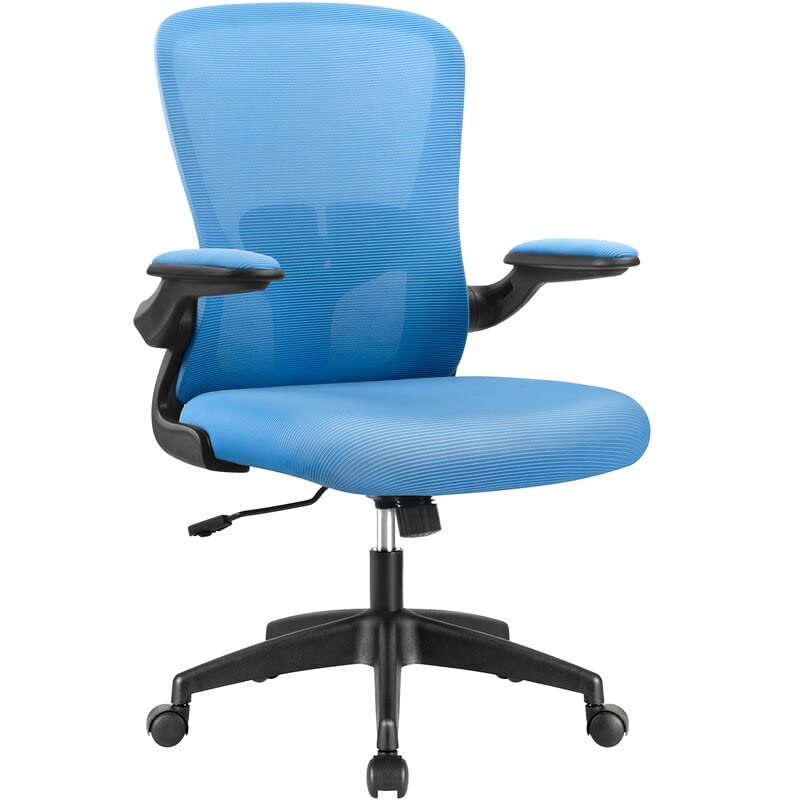 Ergonomic Mesh Office Chair with Adjustable Armrest & Lumbar Support - Swivel Computer Task Chair for Home & Office Workspace - Blue
