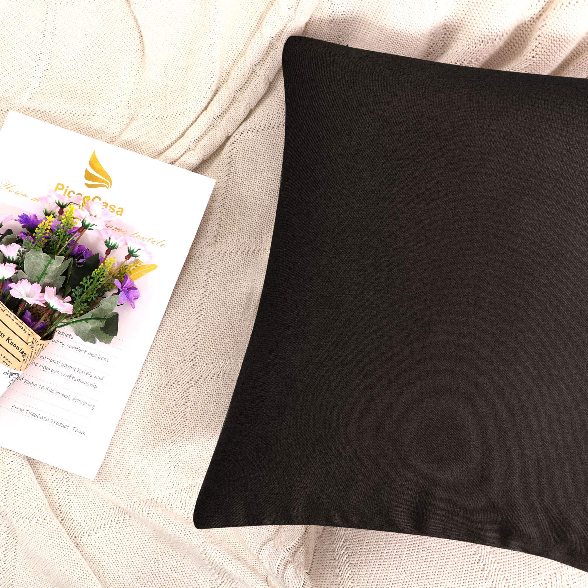PiccoCasa 2 Pack Waterproof Throw Pillow Covers 20x20 Inch - Decorative Cushion Covers for Sofa, Couch, Bed, Living Room, Car Seat, Garden, Patio & Tent - Brown (Ideal for Indoor & Outdoor Use)