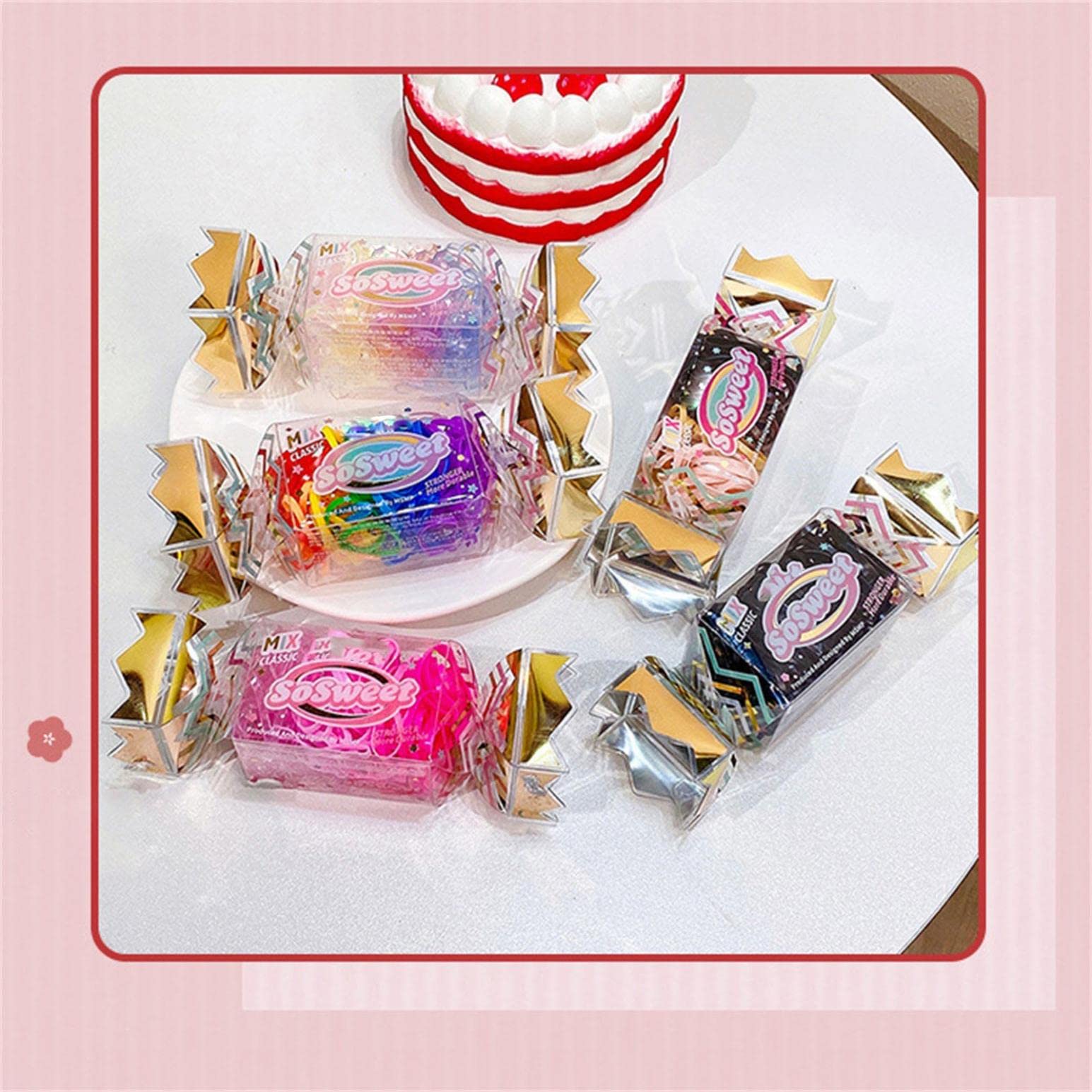 130Pcs Soft No Damage Elastic Hair Ties with Candy Box - Small Rubber Hair Bands for Women & Girls, Perfect for Ponytails, Braids & Everyday Hair Accessories - Great for School, Office & Gym Use