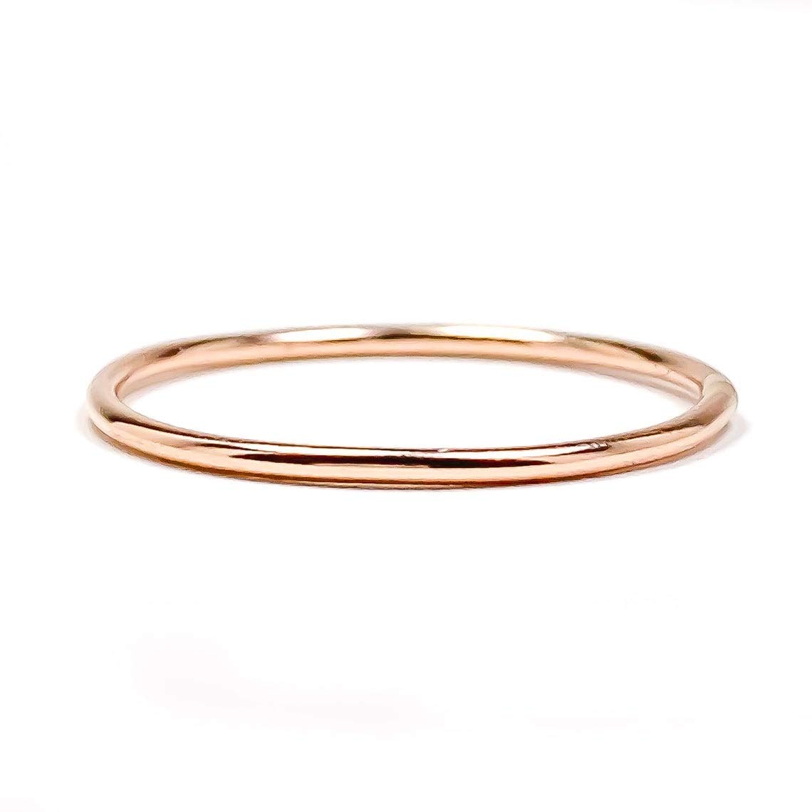 14K Rose Gold Filled Stackable Rings for Women - 1mm Thin Smooth Comfort Fit Band - Custom Made Dainty Stacking Rings - Perfect for Layering, Everyday Wear & Special Occasions