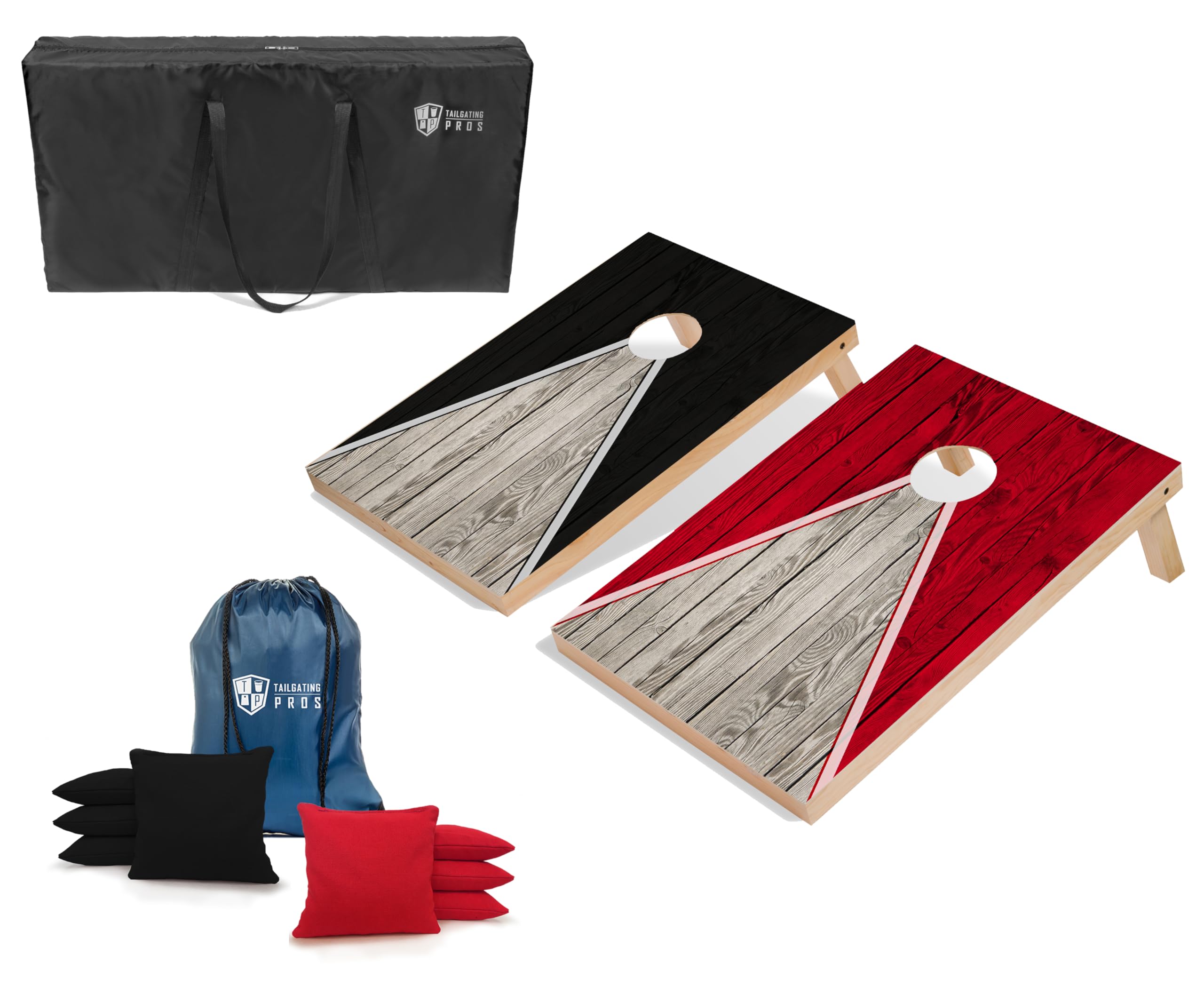 Premium 3'x2' Cornhole Board Set with 8 Bean Bags & Carrying Case - Pyramid Tailgating Game for Outdoor Parties, Backyard BBQs, and Tailgating Events