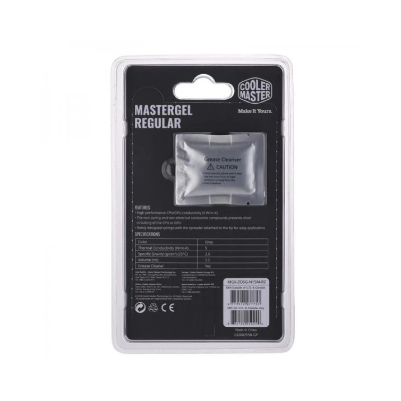 Cooler Master MGX ZOSG N15M R2 CM Mastergel Regular Thermal Paste - High-Performance CPU/GPU Cooling Compound with Flat Nozzle for PC Builds, Laptops, and Gaming Rigs