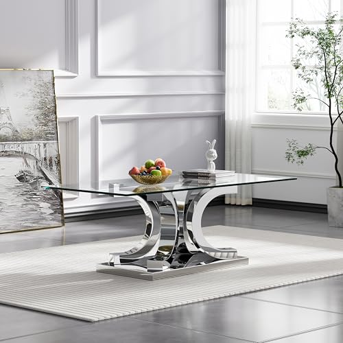 Silver Coffee Table - C Shape Base