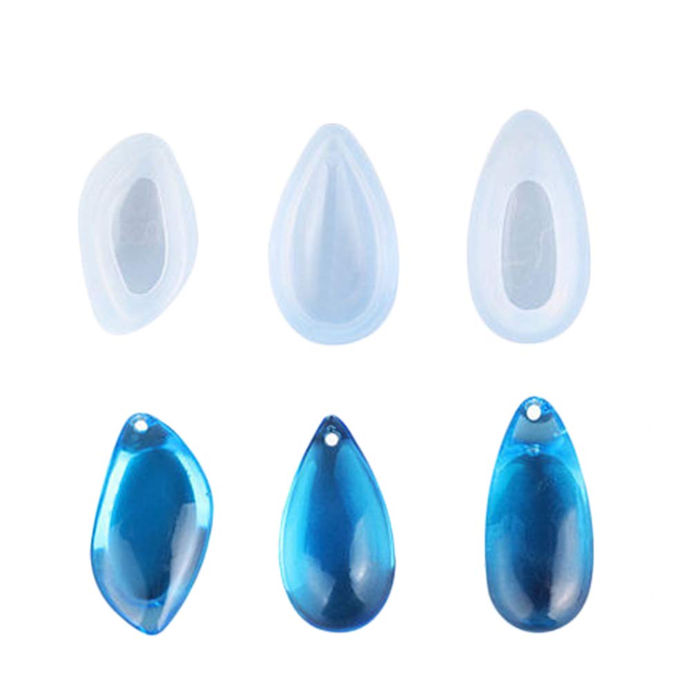 Diamond Crystal Epoxy Molds Set - 3pcs Water Drop Silicone Molds for Jewelry Making, DIY Pendant Necklace with Holes - Perfect for Resin Art, Handmade Crafts & Unique Gift Creation