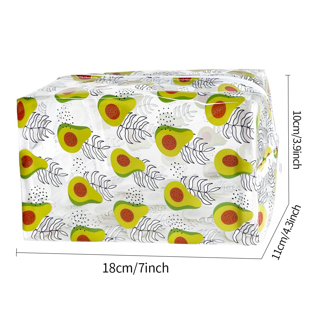 ONEART Cute Fruit Cosmetic Bag - Clear Makeup Toiletry Pouch with Zipper, Cartoon Portable Organizer Storage for Travel, Gym & Daily Use (Set of 3)