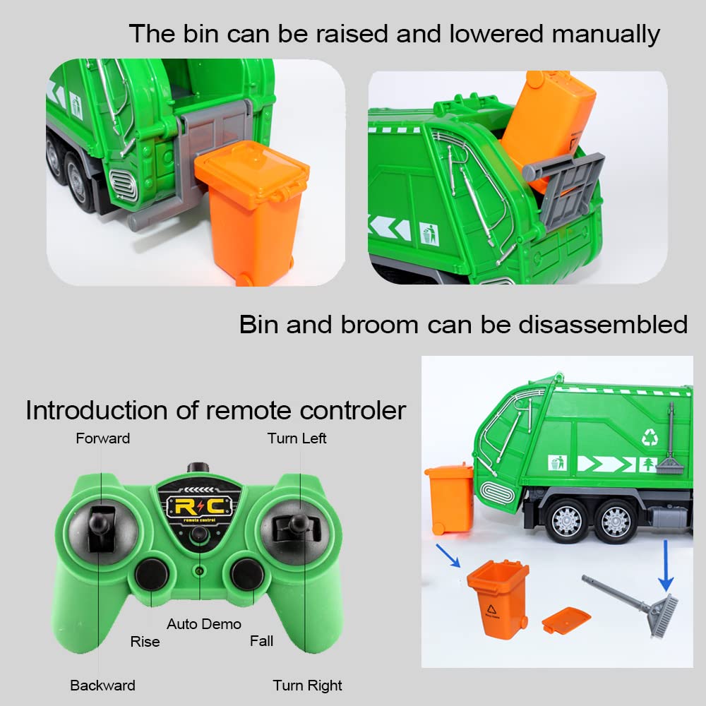 2.4G RC Garbage Truck Toy with Lights & Sounds - 6 Channel Remote Control Waste Management Vehicle for Kids | Rechargeable Battery Powered | Educational Recycling Toy for Boys & Girls Ages 3-8 | Perfect Christmas Gift for Toddlers (Playroom, Birthday Party, Outdoor Fun)