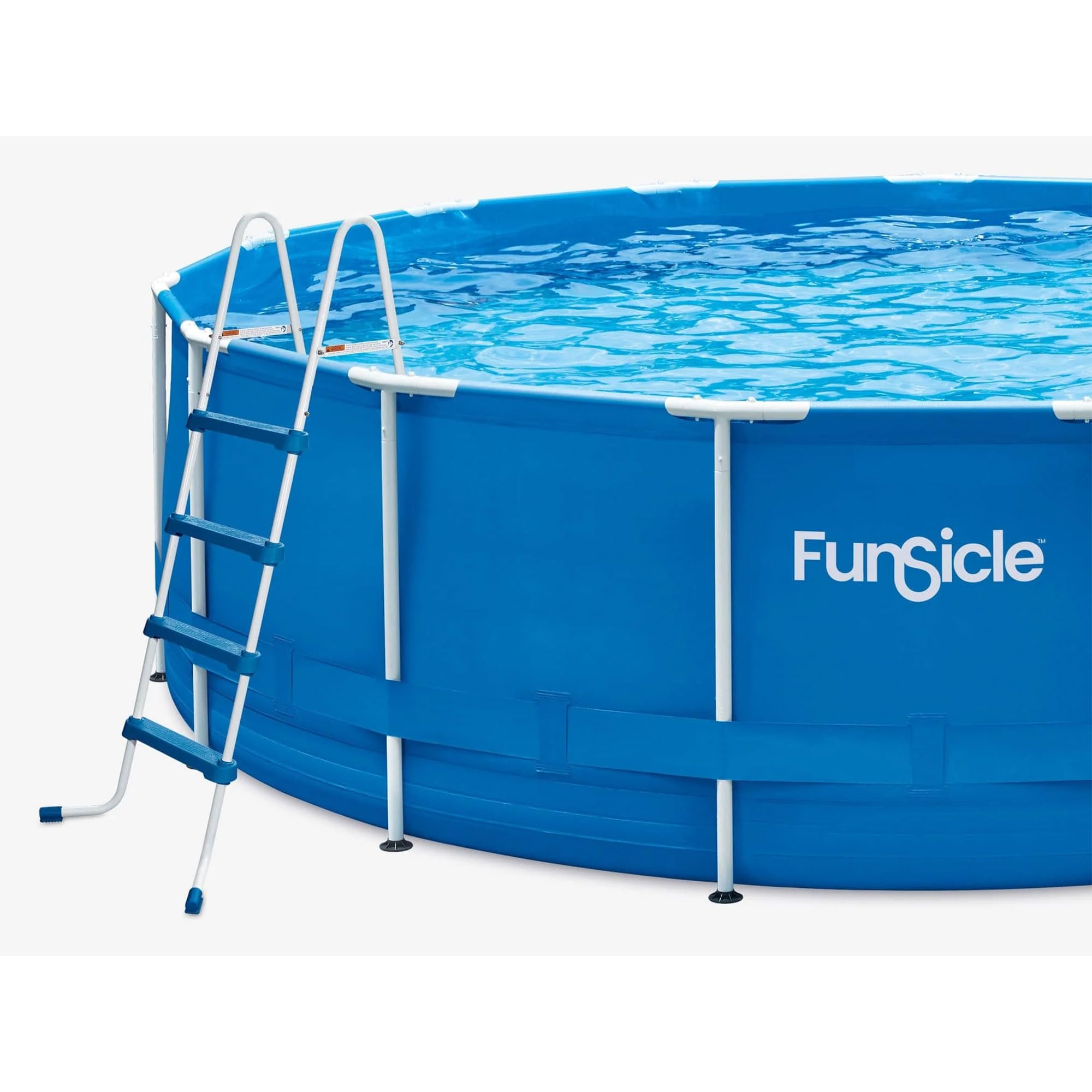 52 Inch Lightweight Steel Above Ground Pool Ladder with Non-Slip Feet - Funsicle SureStep 3 Stair Outdoor Swimming Pool Accessory for Easy Entry/Exit | Perfect for Backyard, Inground & Above Ground Pools (Blue & White)