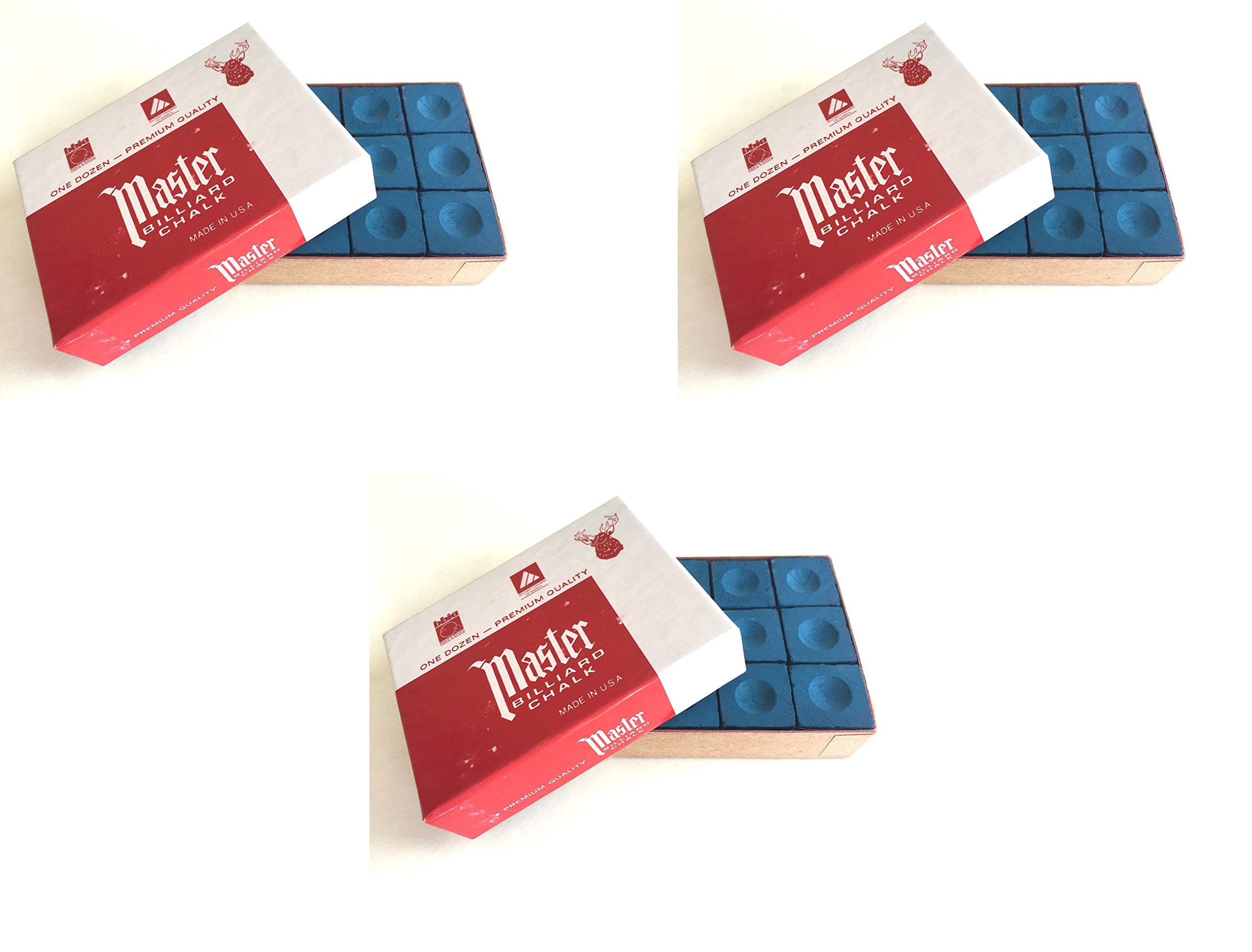 Professional Masters Blue Chalk - 3 Dozen Pack by Tweeten Fibre Co | Perfect for Billiards, Pool Cues & Snooker Accessories