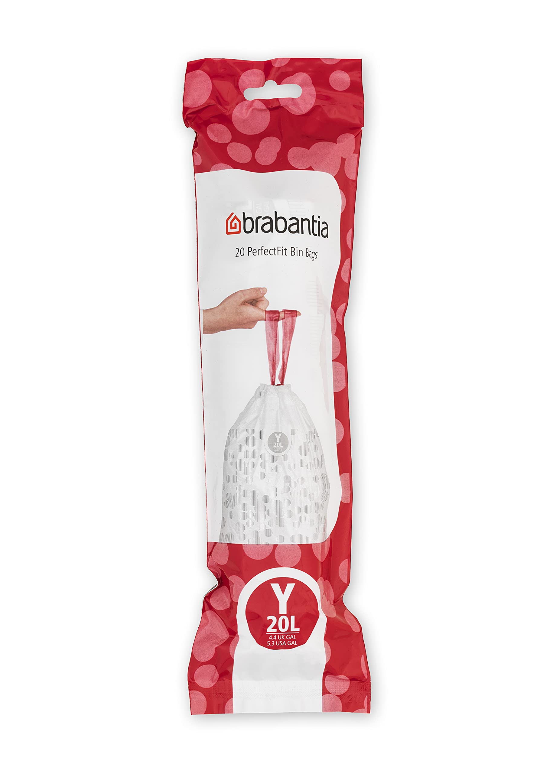 Brabantia PerfectFit Trash Bags - 5.3 Gallon Drawstring Trash Can Liners (120 Count) - Heavy Duty Kitchen Garbage Bags for Home, Office & Outdoor Use