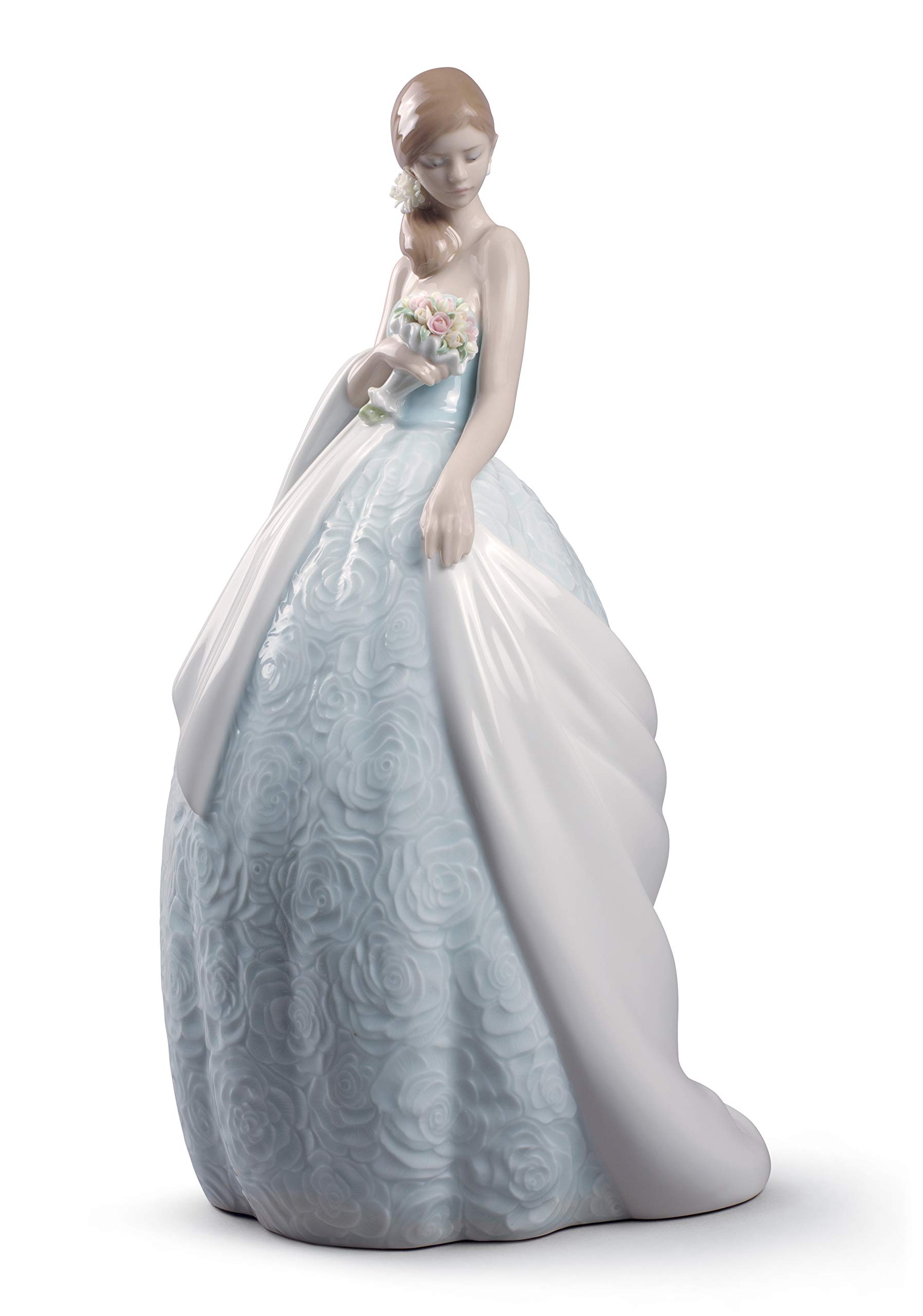 LLADRÓ Her Special Day Bride Figurine - Elegant Porcelain Wedding Bride Statue for Bridal Showers, Wedding Decor & Anniversary Gifts