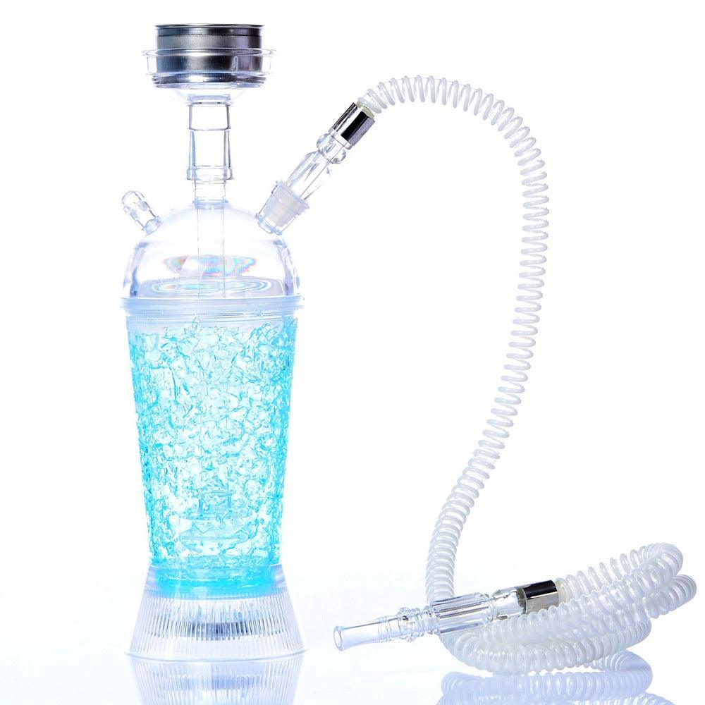 LED Light Up Acrylic Hookah Set with Stainless Steel Bowl, Hose & Charcoal Holder | Glow in The Dark Shisha Water Pipe for Parties & Home Relaxation | Jelly Hookah Bottle & Chicha Narguile Accessories