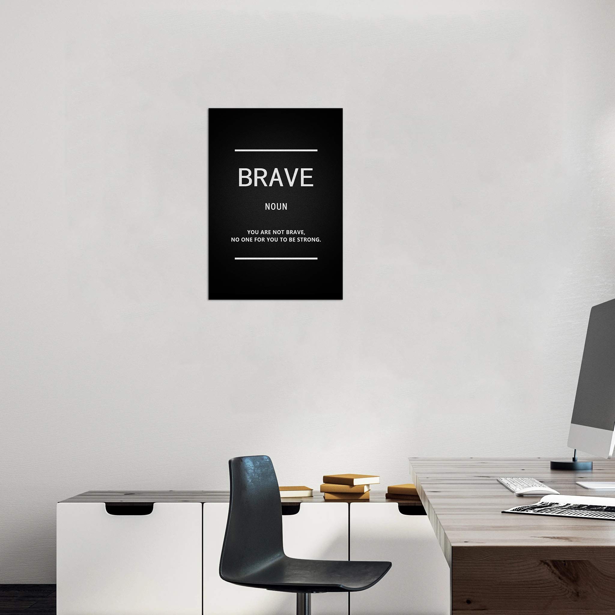 Brave Execution Noun Motivational Canvas Wall Art - Inspirational Entrepreneur Quotes Painting for Office, Bedroom & Living Room - Ready to Hang Printed Wall Decor | Perfect for Home Offices, Workspaces & Modern Interiors