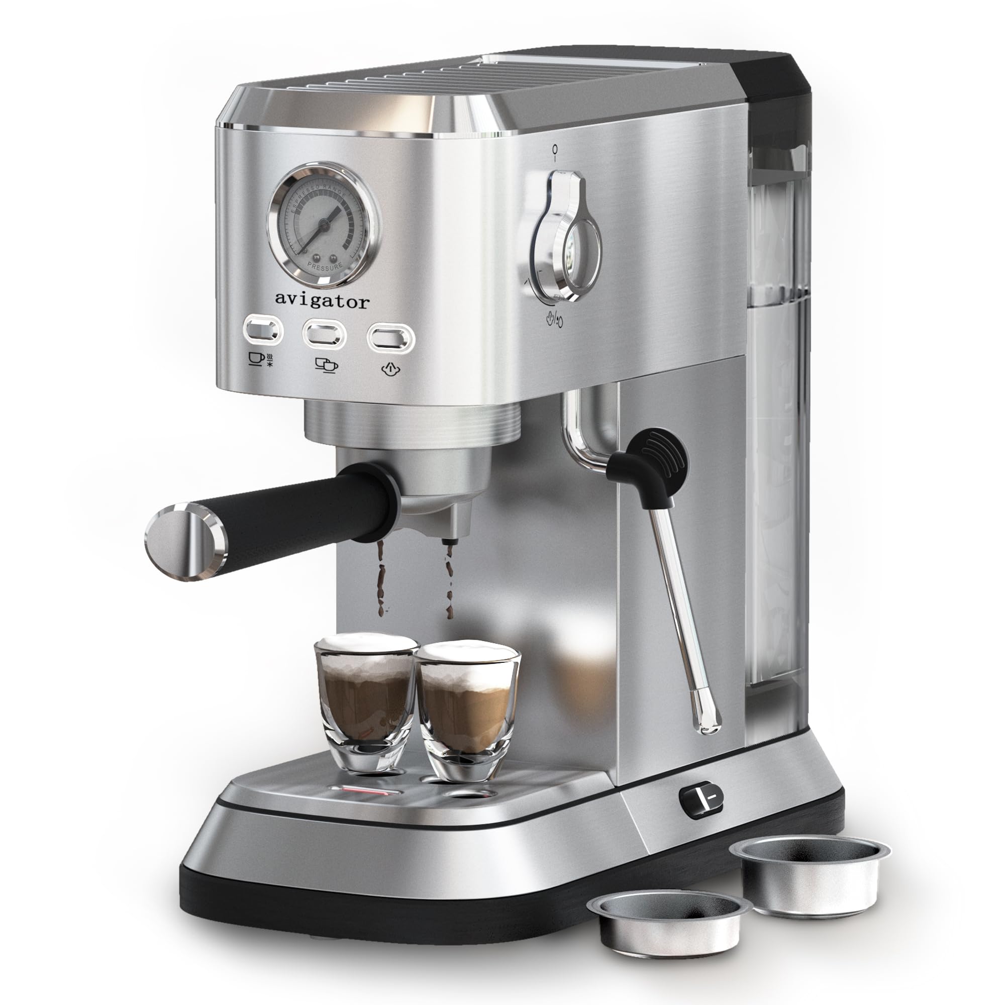 20 Bar Automatic Programmable Espresso Machine with 50oz Removable Water Tank & Milk Frother - Compact Cappuccino/Latte Maker for Home & Office Use