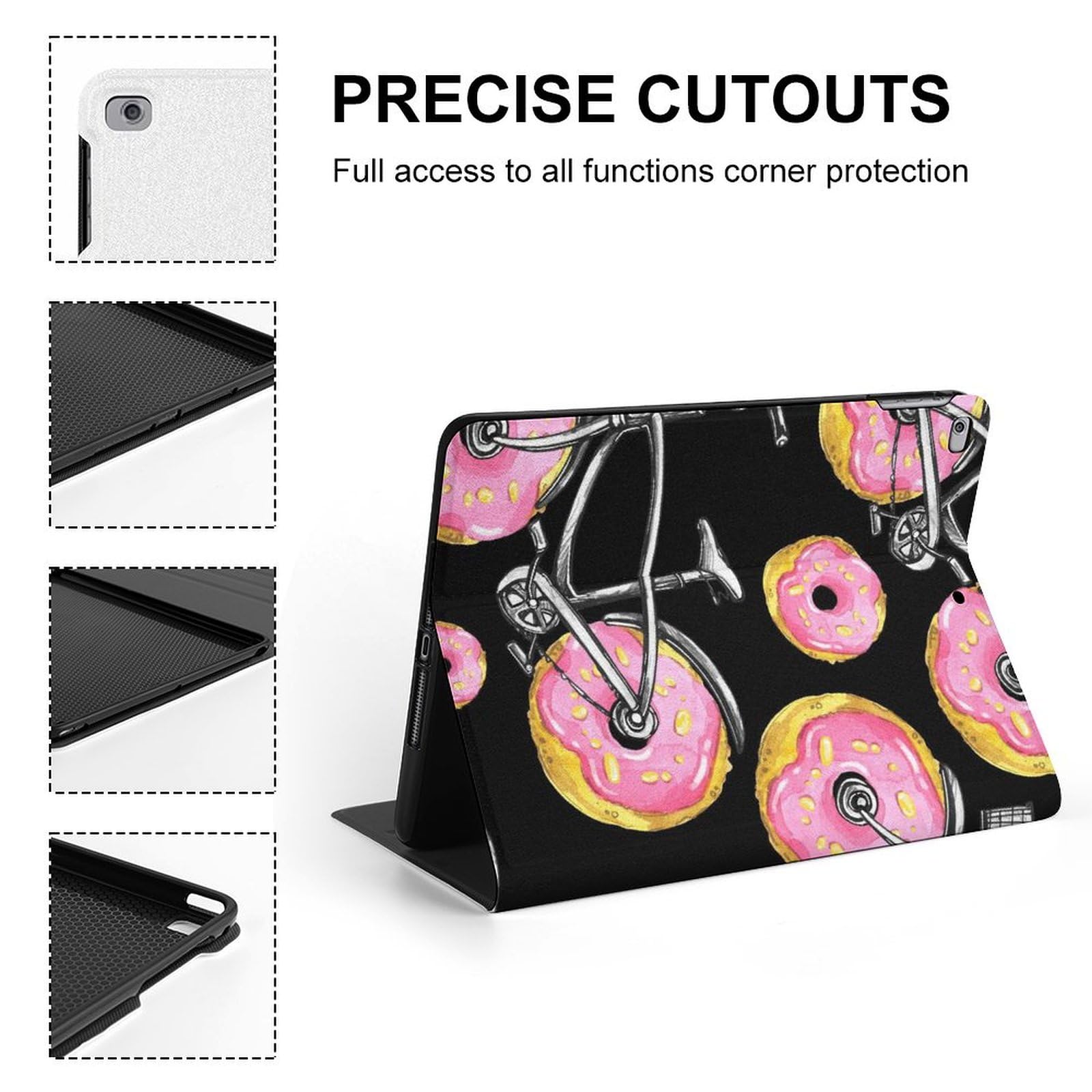 Shockproof Waterproof iPad Case Compatible with iPad 2017/2018/Air1/Air2 (9.7 Inch) - Slim Protective Cover with Donut Wheels Design & Stand Feature for Home, Office, and Travel Use