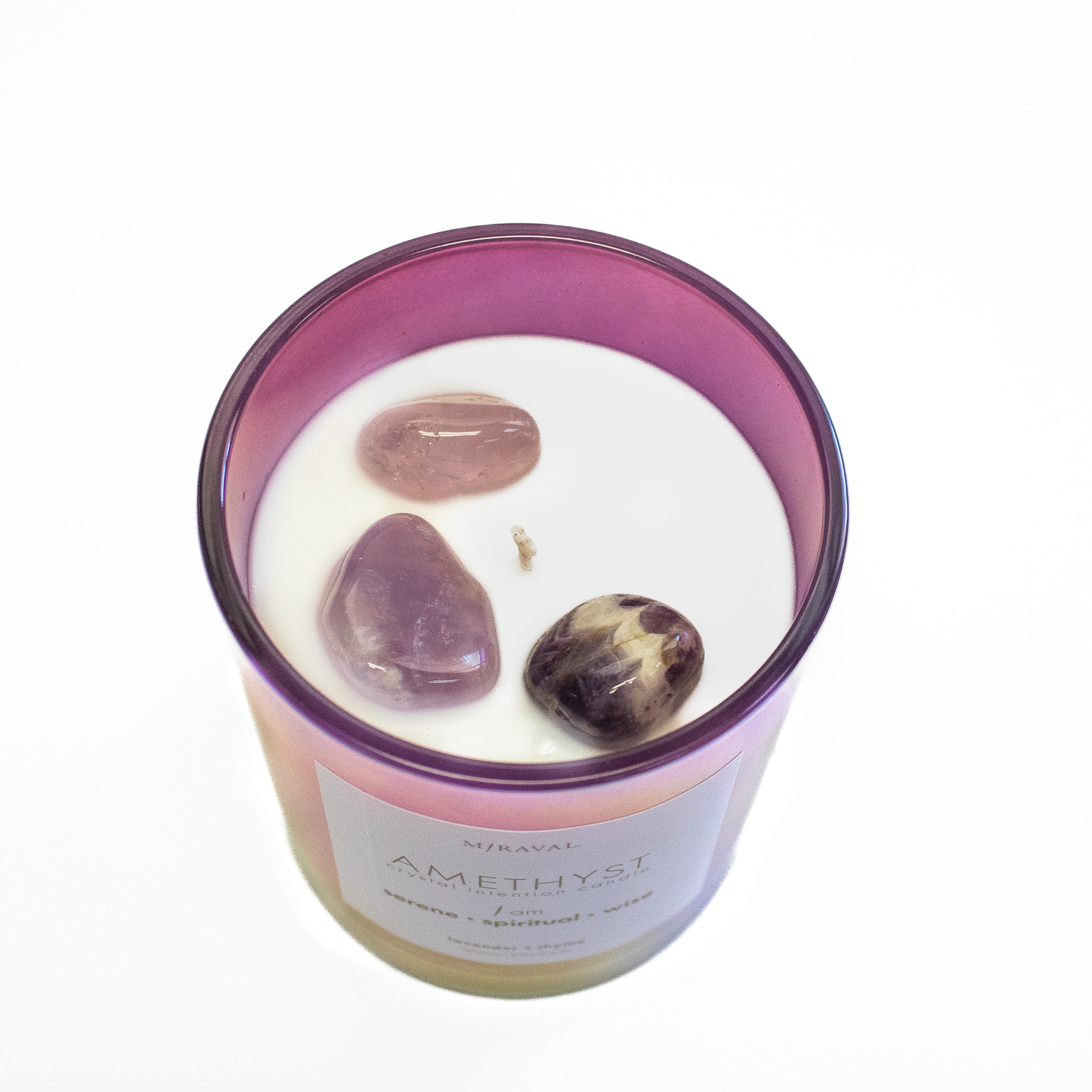 Amethyst Crystal Intention Candle - Handmade Spiritual Meditation Candle for Relaxation, Healing & Positive Energy - Perfect for Yoga, Meditation & Home Decor