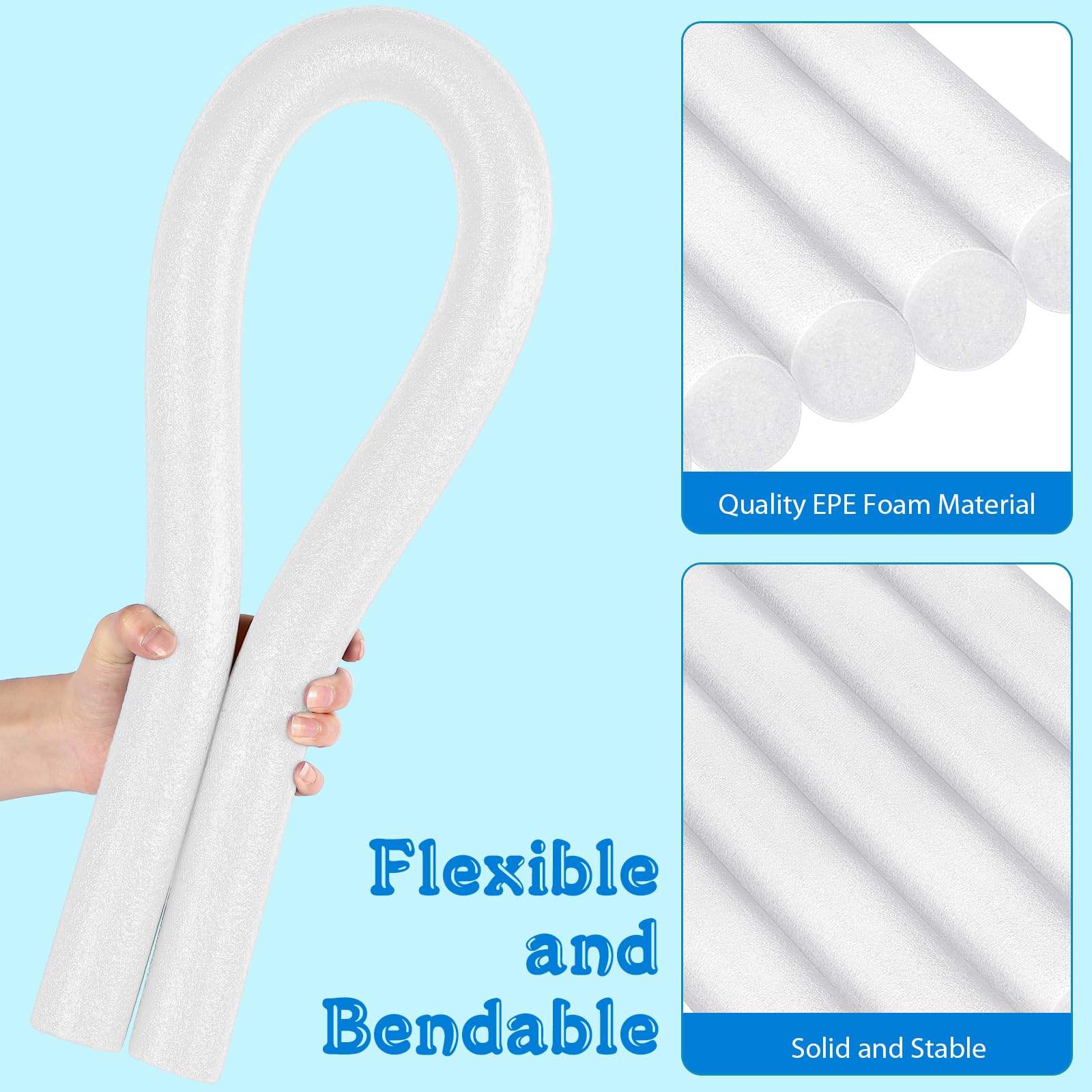 Frienda 20 Pcs Solid Pool Noodles - 1.57 x 35.83 Inch Round Tube Craft Foam for DIY Projects, Kids Swimming Pool Floats, Water Play, Party Decorations & Summer Activities