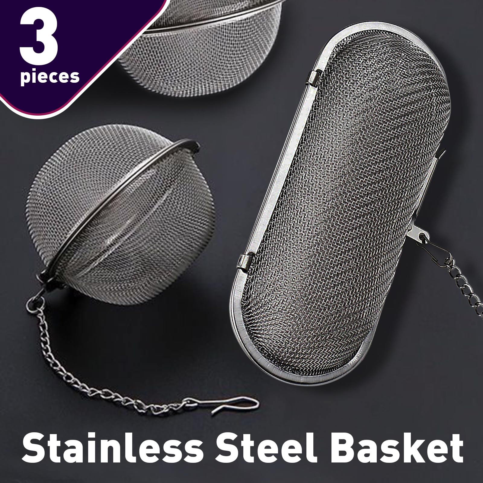 3-Pack Stainless Steel Parts Washer Basket for Ultrasonic Jewelry Cleaning - Durable Small Parts Organizer for Jewelry, Watches & Eyeglasses - Perfect for Home & Professional Use