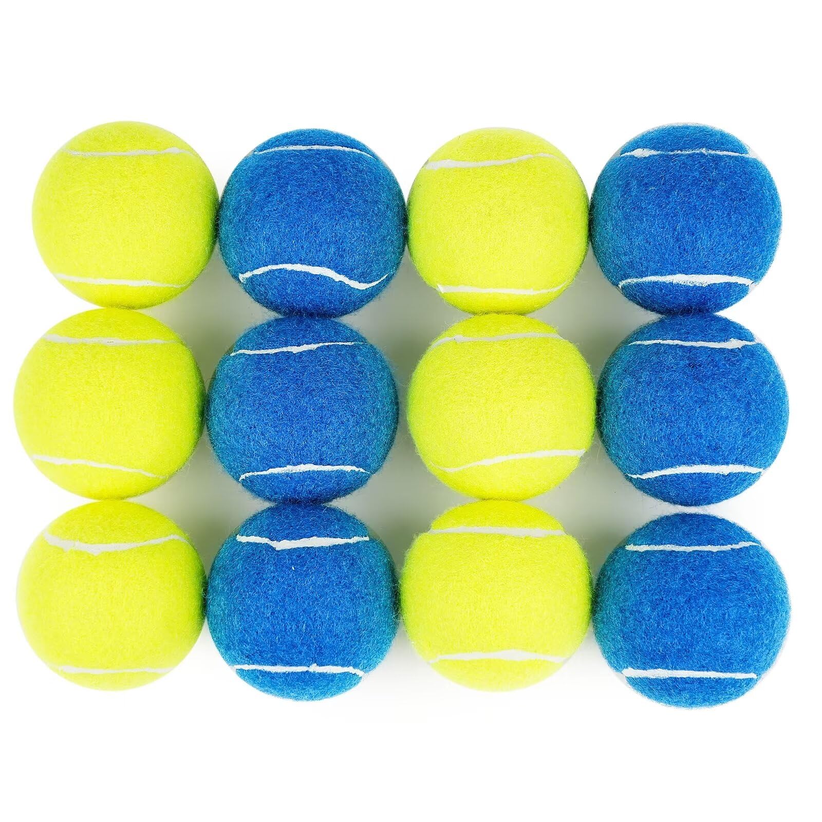 PrimePets Durable Tennis Balls for Dogs - 12 Pack Non-Squeak Bouncy Dog Toys for Fetch, Training & Play - Thick Rubber Chew-Proof Balls for Medium & Large Dogs - Perfect for Indoor, Outdoor, Park & Beach Use