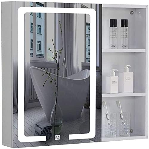 Wall Mounted LED Bathroom Mirror Cabinet with Anti-Fog Makeup Mirror - Space Saving Aluminum Storage for Toilet & Bathroom Organization - Perfect for Small Bathrooms, Vanity Areas and Modern Home Decor