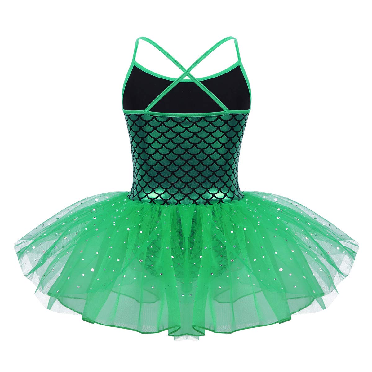 Sparkly Mermaid Scale Tutu Ballet Dress for Girls - Glittering Dance Leotard, Gymnastics & Skating Costume - Perfect for Ballet Recitals, Ice Skating Shows & Dance Competitions
