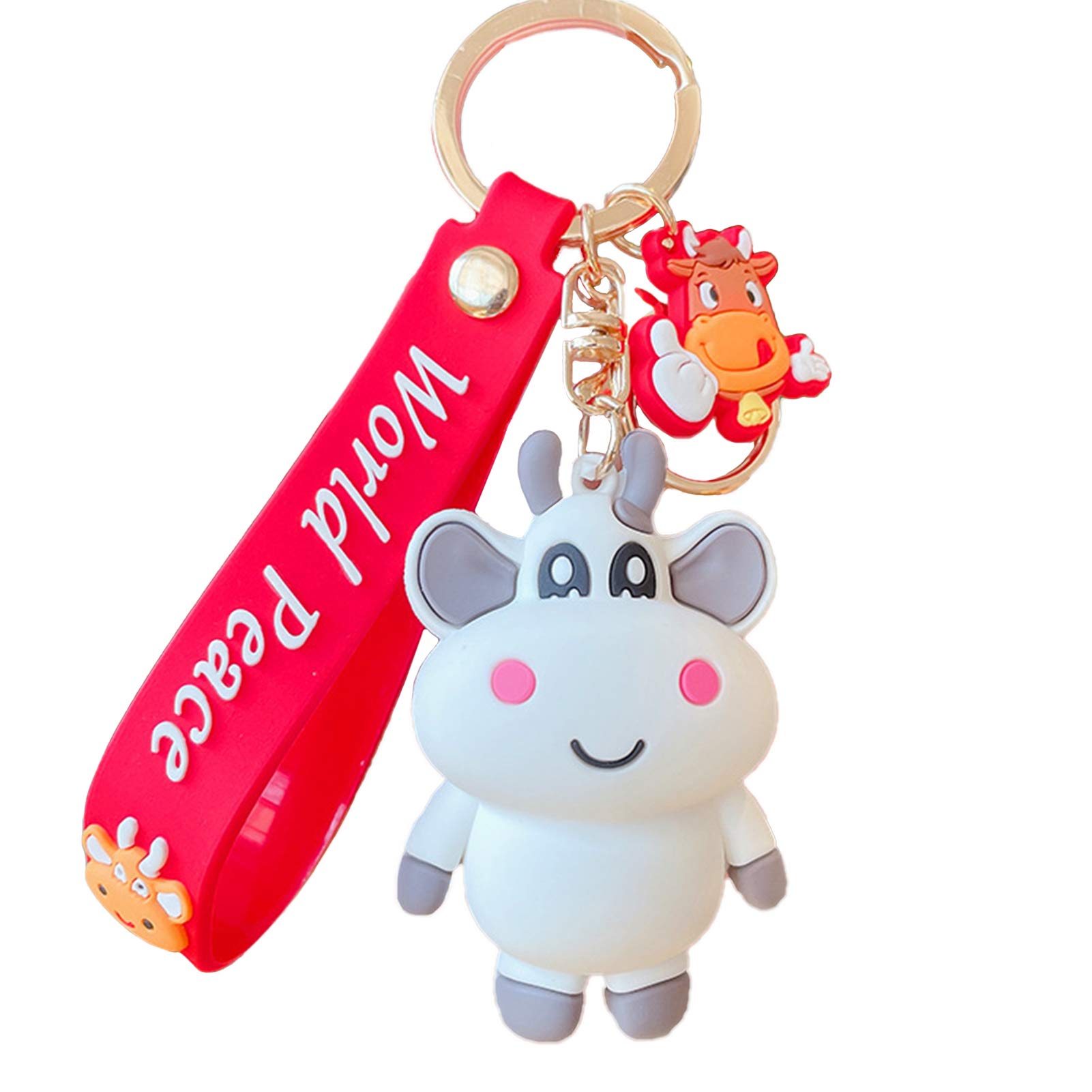 Cute Cartoon Cow Keychain - Durable Car Key Holder, Bag Pendant & Keyring Accessories (2 Pcs) - Perfect Gift for Kids, Women & Cow Lovers - Great for Key Organization, Backpack Decor & Daily Use