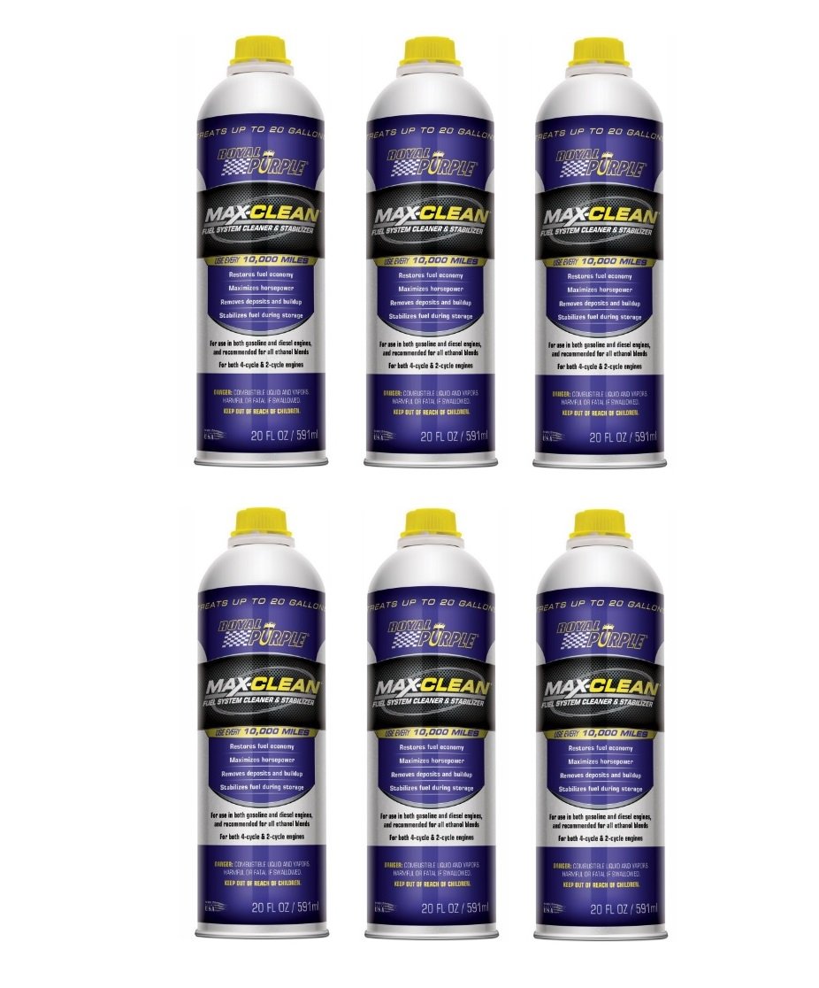 Royal Purple Max-Clean Fuel System Cleaner & Stabilizer - 20 oz (6-Pack) | Improves Engine Performance, Cleans Injectors | Ideal for Cars, Trucks & Motorcycles