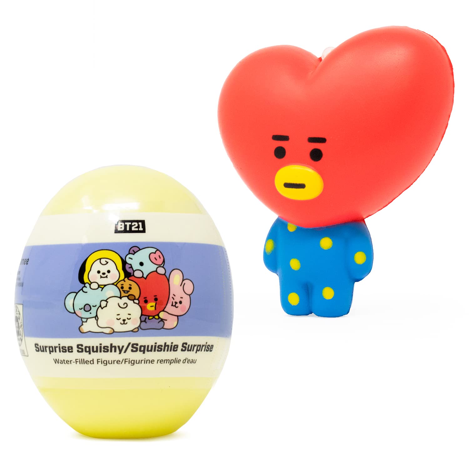 BT21 Collectible Character Keychain Squishy Toy - TATA & Baby Surprise Blind Capsule Water Filled Squishy (Random) - Cute Kawaii Stress Relief Toy for Kids & Adults, Perfect for Bags, Keychains & Gift Giving
