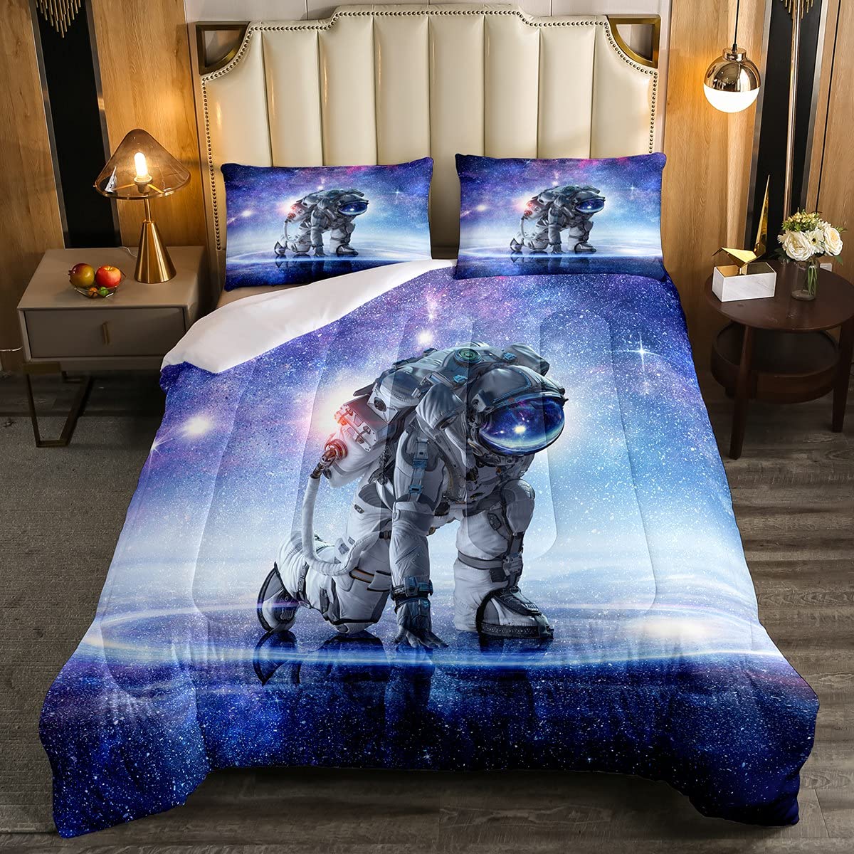 Feelyou Astronaut Comforter Set - Galaxy Space Themed Bedding for Kids & Teens - Milky Way Universe Planets Duvet Cover Queen Size - Perfect for Space Lovers' Bedroom Decor & Cosmic Adventure Sleepovers