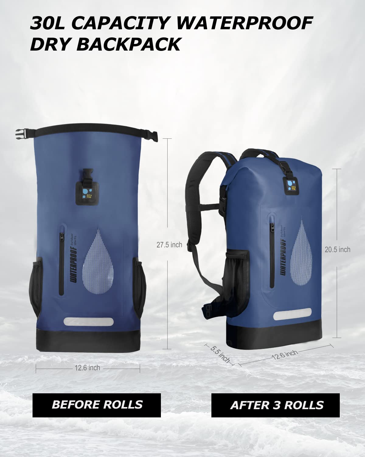 IDRYBAG Waterproof Dry Bag - Floating Backpack for Kayaking, Boating & Water Sports | Durable Marine Gear for Swimming, Camping & Beach Activities