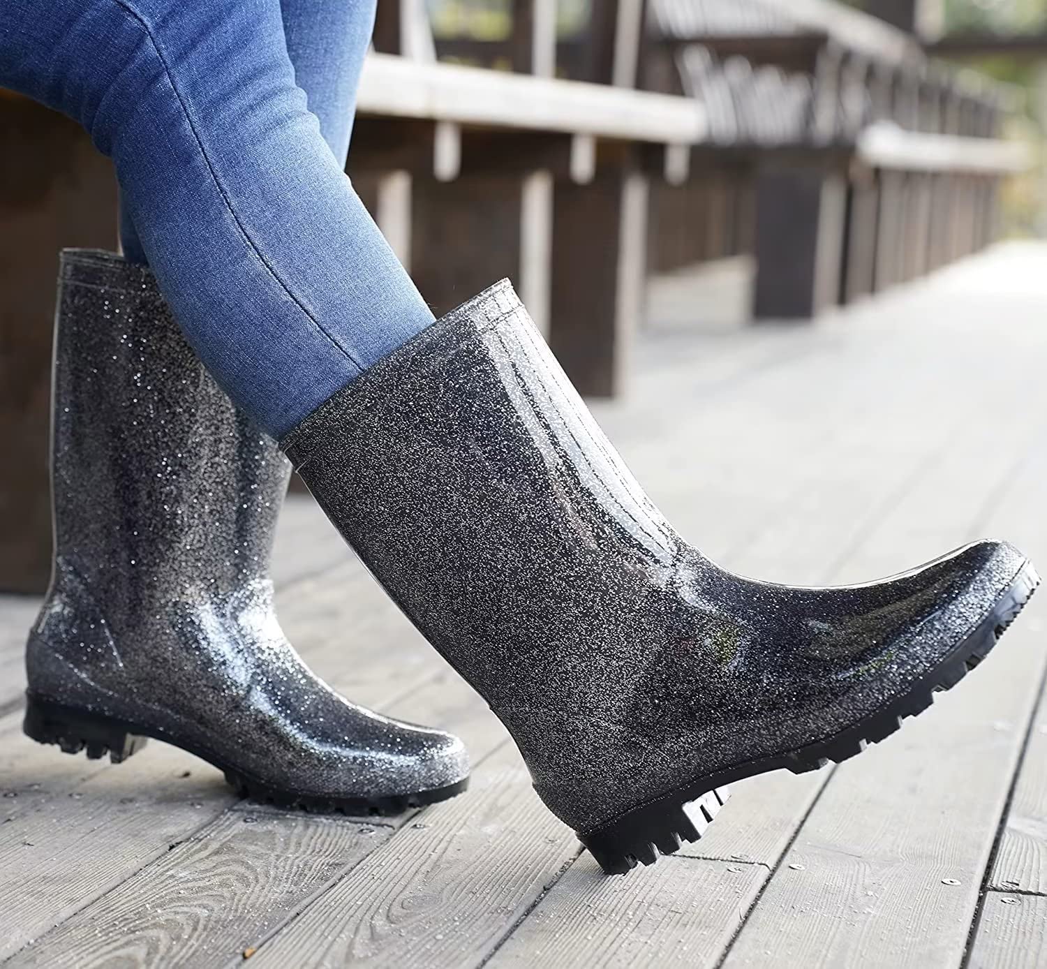 DaeRainy Women's Waterproof Mid-Calf Rain Boots - Non-Slip Garden, Fishing, Farm & Outdoor Work Boots for Women - Perfect for Rainy Days, Yard Work & Outdoor Adventures