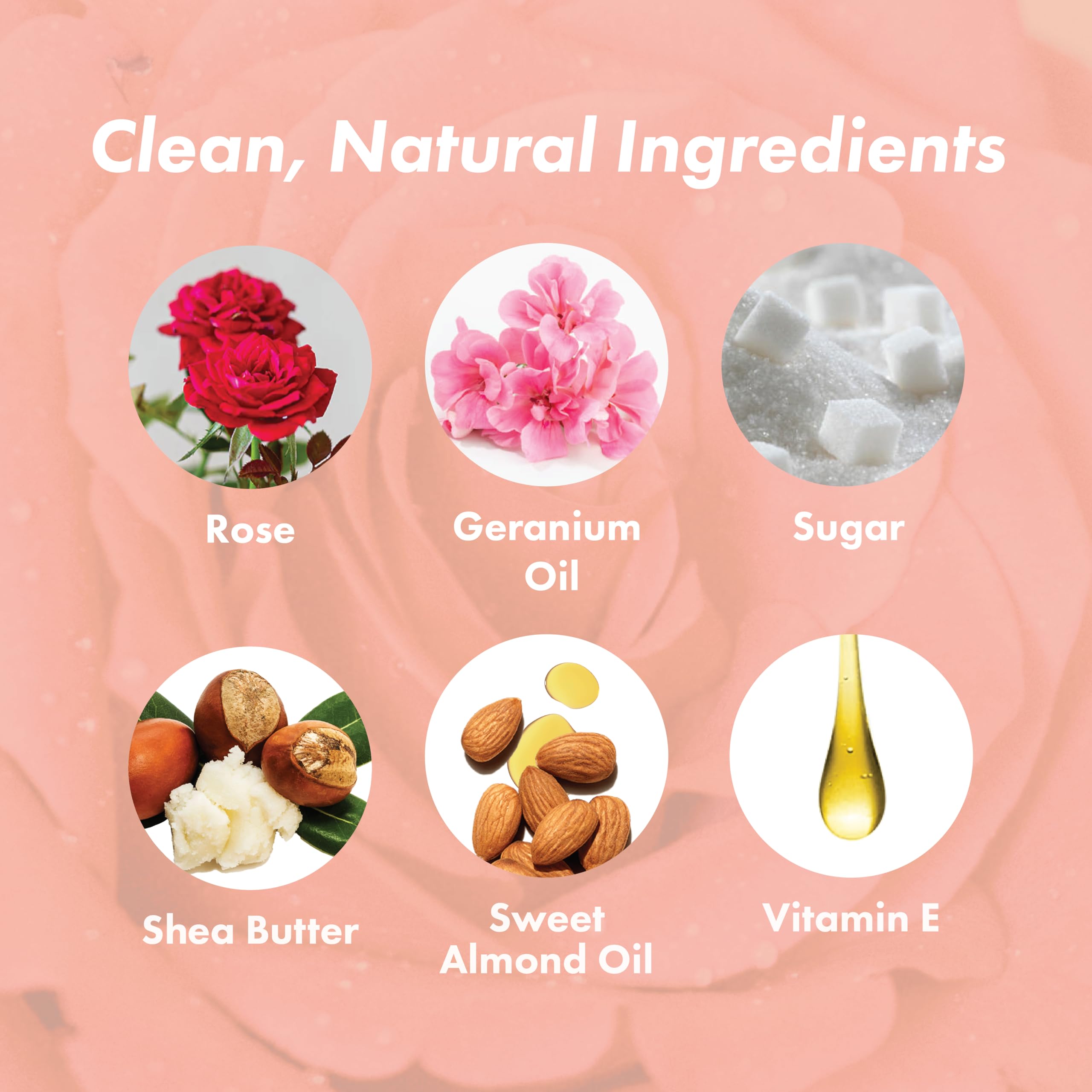 Handmade Heroes Rose Petal Sugar Scrub - Vitamin E Enriched Exfoliator for Feet & Body | Natural Cellulite Treatment & Skin Toning | Perfect for Spa Day & Dry Skin Care