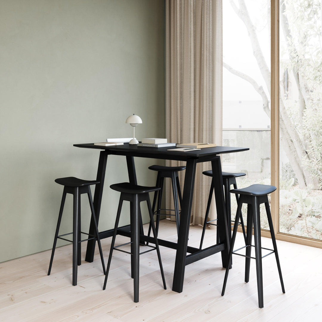 Anne Qvist HC1 Bar Stool - Modern Scandinavian Bar Height Stool with Wooden Legs - Perfect for Kitchen Islands, Breakfast Bars & Home Decor
