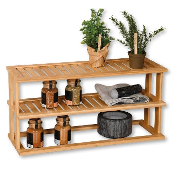 Premium Bamboo Kitchen Shelf - Sturdy & Eco-Friendly Storage Organizer for Spices, Utensils & Pantry Items - Perfect for Small Spaces & Modern Kitchens
